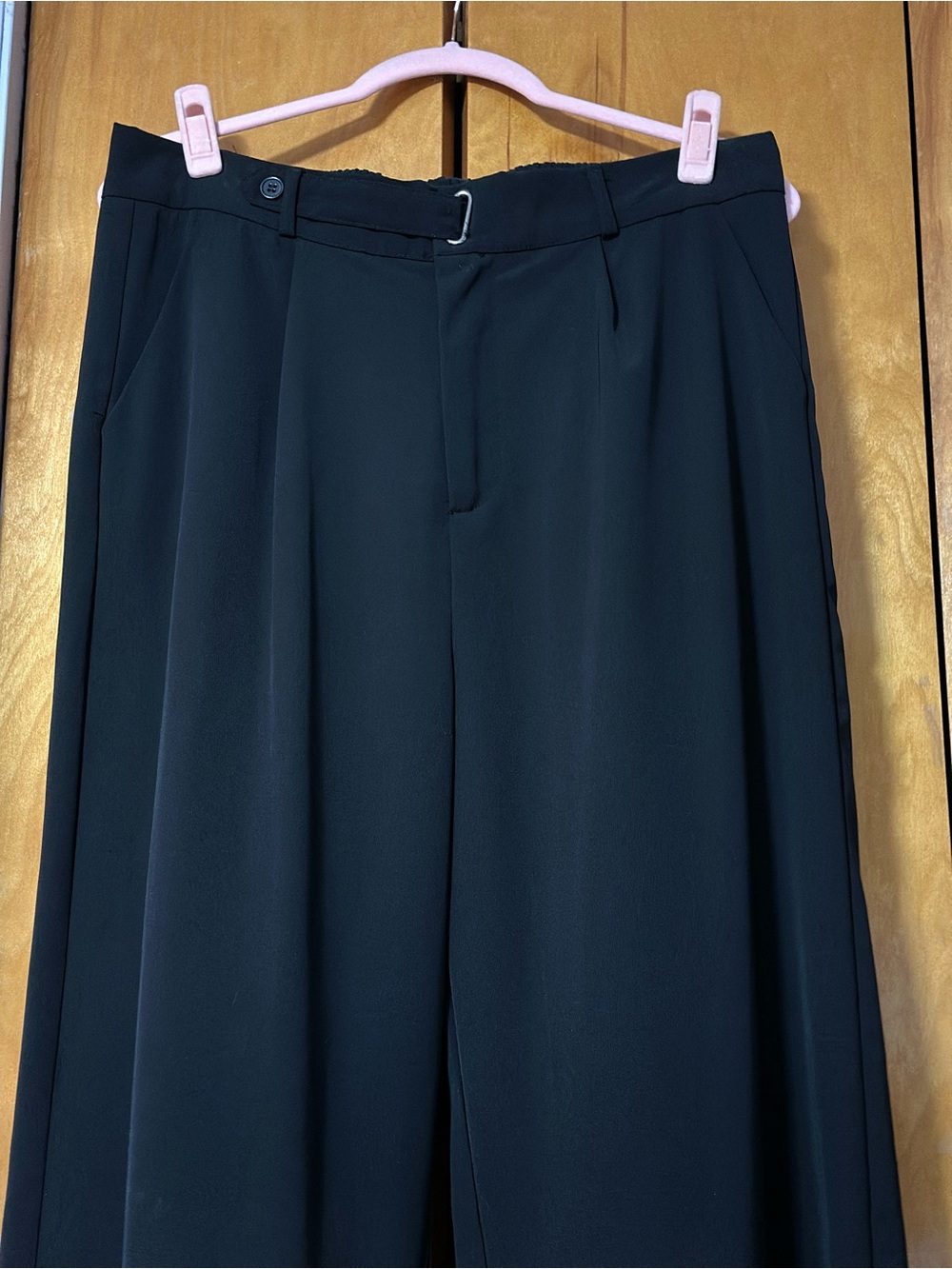 Wide-Leg Black Dress Pants with Tailored Waistband